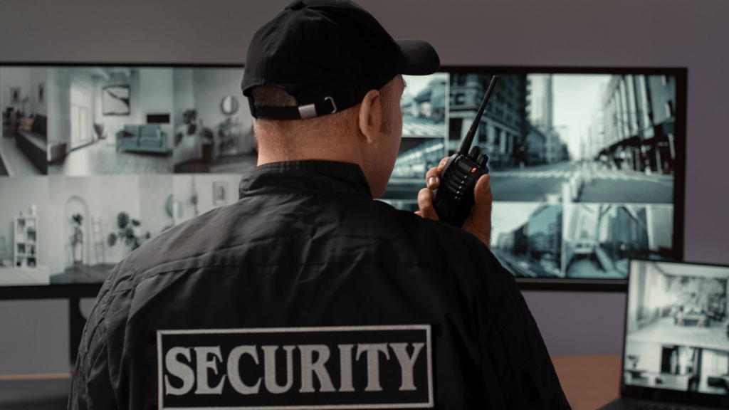 Security guard monitoring cctv 